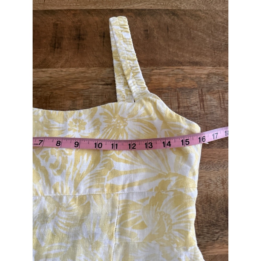 Banana Republic‎ Linen Sundress 8 Yellow Floral Cutout Back Midi Dress - Picture 10 of 13